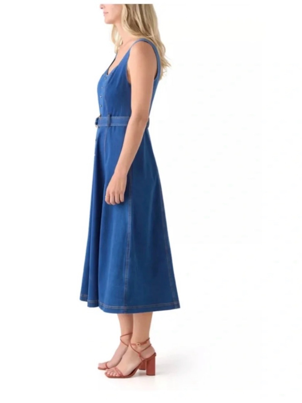 Jason Wu Blue Denim Button-Down Midi Dress - Picture 4 of 5